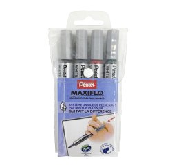 Marcador borrable Pentel Maxiflo punta de bala 1,6 mm colores surtidos - Paquete de 4