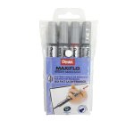 Marqueur effaçable Pentel Maxiflo corps plastique pointe conique 1,2 mm - Pochette de 4