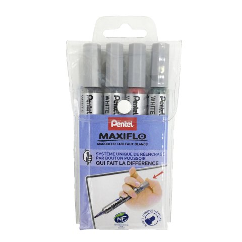 Marcador borrable Pentel Maxiflo punta de bala 1,6 mm colores surtidos - Paquete de 4