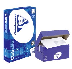 Pack de 10 Paquetes de papel A4 80 g + 2 cajas de 250 sobres con ventana 110 x 220 mm Clairalfa Clairefontaine