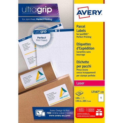 Etiqueta dirección láser 289,1 x 199,6 mm Avery L7167-100 blanca - Caja de 100