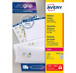 Etiquettes adresses laser 38,1 x 21,2 mm Avery L7651-100 - Boîte de 6500