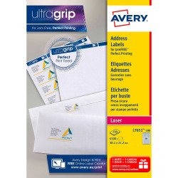 Etiquettes adresses laser 38,1 x 21,2 mm Avery L7651-100 - Boîte de 6500