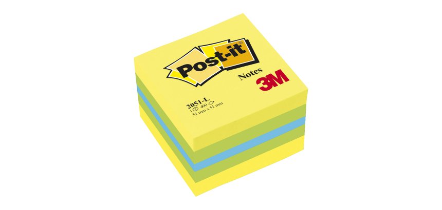 Bloc cube repositionnable couleur Post-it 51 x 51 mm - bloc de 400 feuilles
