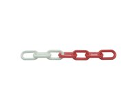 Cadena de plástico roja y blanca de 8 mm - bolsa de 5 m