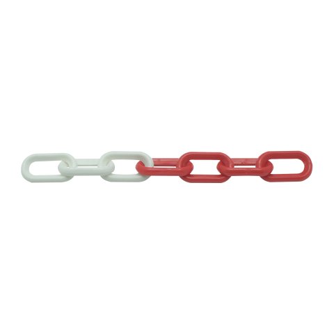 Cadena de plástico roja y blanca de 8 mm - bolsa de 5 m