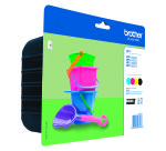 Brother LC221 Pack de 4 cartouches - 1 noire + 3 couleurs pour imprimante jet d'encre