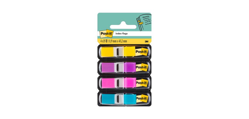 4 Verteiler von 35 Lesezeichen Post-it Breite 12,7 mm - helle Farben