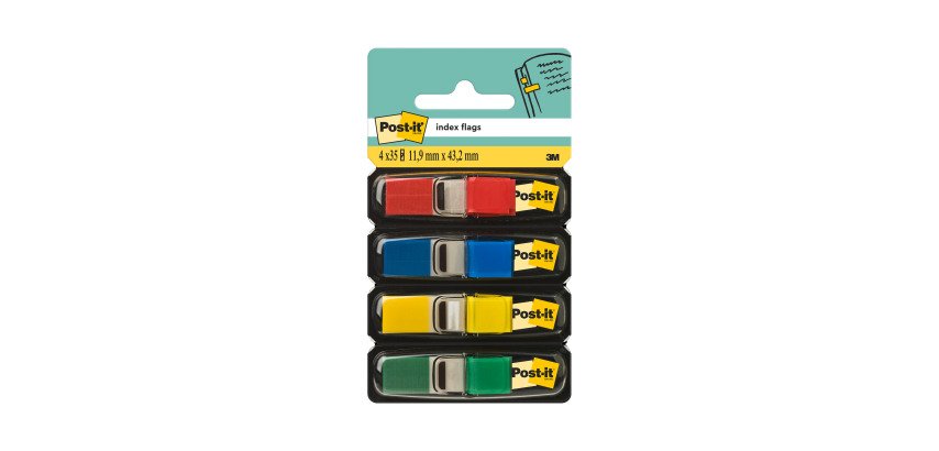 4 Verteiler von 35 Lesezeichen Post-it Breite 12,7 mm - sortierte Farben