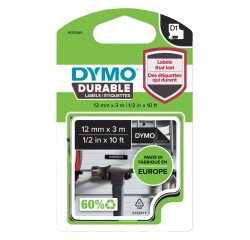 Cintas Dymo D1 DURABLE negro sobre blanco de 12 mm x 3m resistentes
