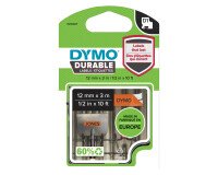 Cintas Dymo D1 DURABLE negro sobre naranja de 12 mm x 3m resistentes