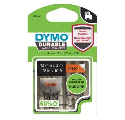 Cintas Dymo D1 DURABLE negro sobre naranja de 12 mm x 3m resistentes
