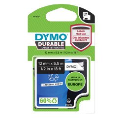 Rubans Dymo D1 12 mm Durable blanc écriture noire