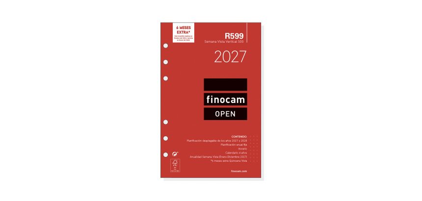 Recambio anual 500 117x181 Semana Vista Vertical Open R599 Finocam Español