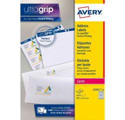 Etiquettes adresses laser 38,1 x 21,2 mm Avery L7651-100 - Boîte de 1625