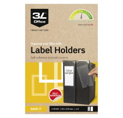 Porta etiquetas adhesivo 3L 62 x 150 mm transparente paquete de 6