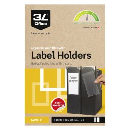 Porta etiquetas adhesivo 3L 62 x 150 mm transparente paquete de 6