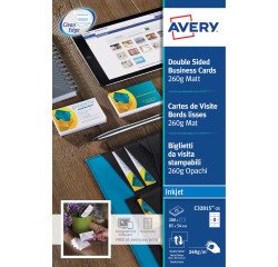 Tarjeta de visita para inkjet Avery Quick and Clean C32015 - 85 x 54 mm 260 g blanco - Paquete de 200