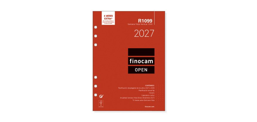 Recambio anual 1000 155x215 Semana Vista Vertical Open R1099 Finocam Español