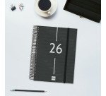 Agenda  155x212 1 Día Página Espiral Year Finocam Negro Español