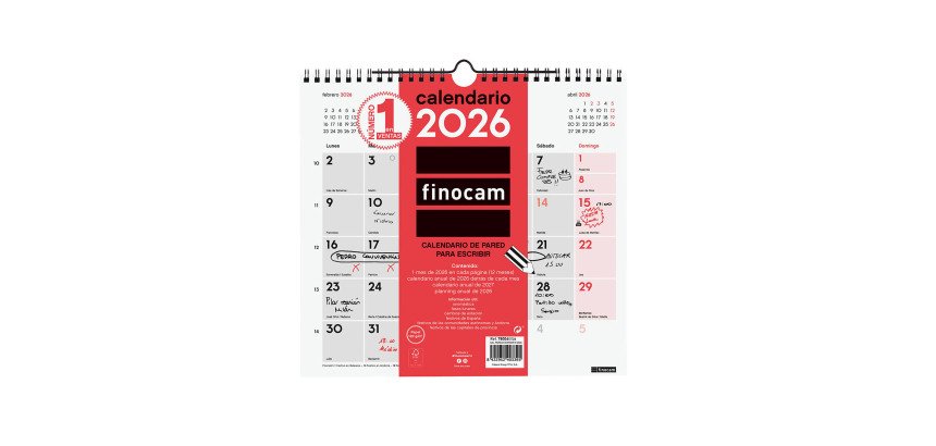 Calendario Pared M 265x245 Mes Vista Escribir Finocam