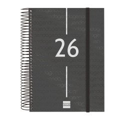Agenda  155x212 1 Día Página Espiral Year Finocam Negro Español