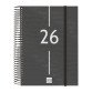 Agenda  155x212 1 Día Página Espiral Year Finocam Negro Español