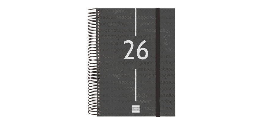 Agenda  155x212 1 Día Página Espiral Year Finocam Negro Español