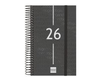 Agenda 117x181 1 Día Página Espiral Year Finocam Negro 