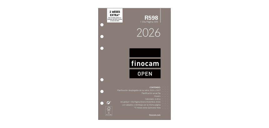 Recambio anual 500 117x181 1 Día Página Open R598 Finocam Español