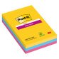 Notes lignées repositionnables couleurs Carnival Super Sticky Post-it 101 x 152 mm - bloc de 90 feuilles