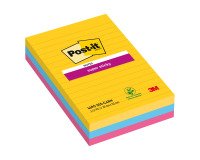 Notes lignées repositionnables couleurs Carnival Super Sticky Post-it 101 x 152 mm - bloc de 90 feuilles