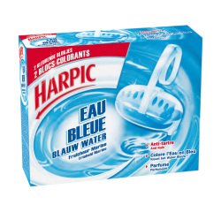 Bloc WC Harpic eau bleu - boîte de 2 blocs.