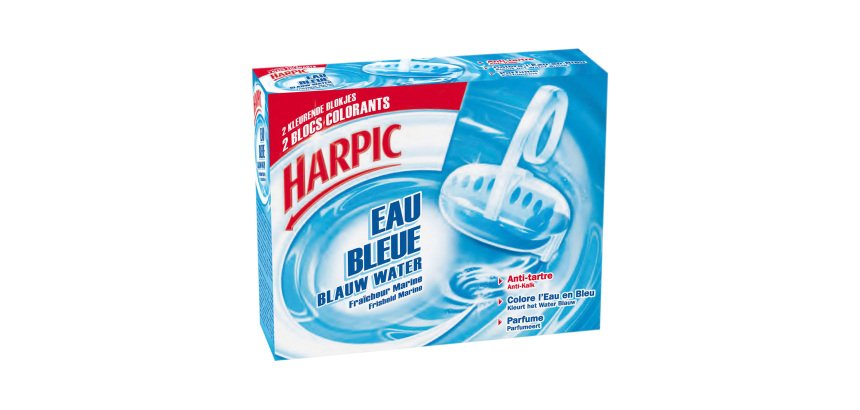 Bloc WC Harpic eau bleu - boîte de 2 blocs.