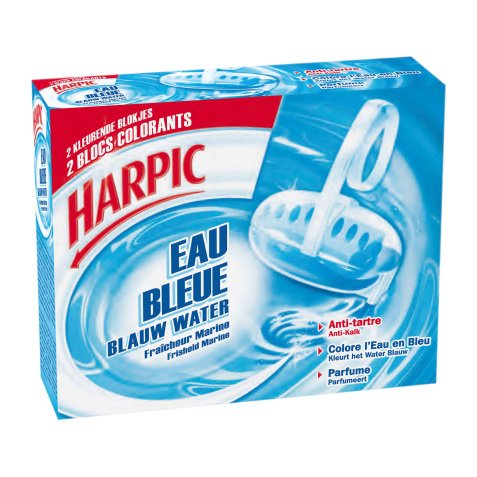 Bloc WC Harpic eau bleu - boîte de 2 blocs.