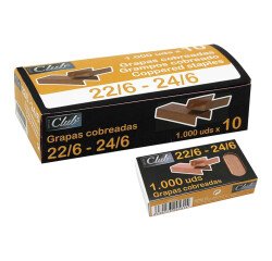 Grapas  Office Club 22/6, 24/6 cobreadas Caja de 1000 