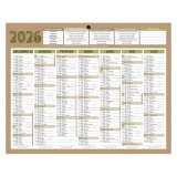 Calendrier semestriel mural  2026 Natura - 21 x 26,5 cm