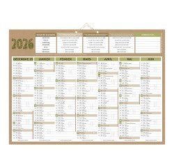 Calendrier semestriel mural 2026 - Natura - 40,5 x 55 cm