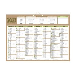 Calendrier semestriel mural 2027 - Natura - 40,5 x 55 cm
