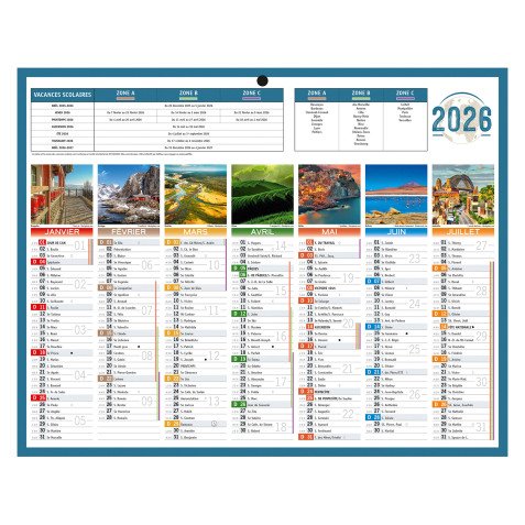 Calendrier semestriel mural 2026 - planète - 21 x 26,5 cm