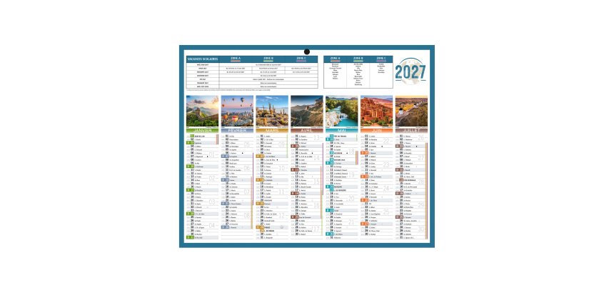 Calendrier semestriel mural 2027 - planète - 21 x 26,5 cm