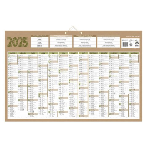 Calendrier annuel mural année 2026 - natura - 43 x 65 cm
