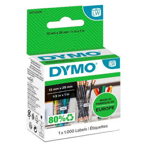 Etiquette 25 x 12 mm Dymo - 2 rouleaux de 500