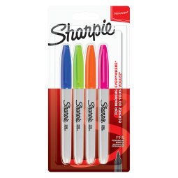 Rotuladores permanentes Sharpie Fine colores surtidos FUN - Blíster 4 unidades