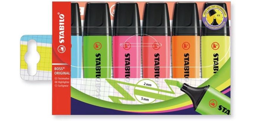 Surligneur Stabilo Boss couleurs assorties - Pochette de 6