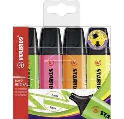 Subrayador Fluorescente Stabilo Boss Original - Bolsa 4 colores surtidos