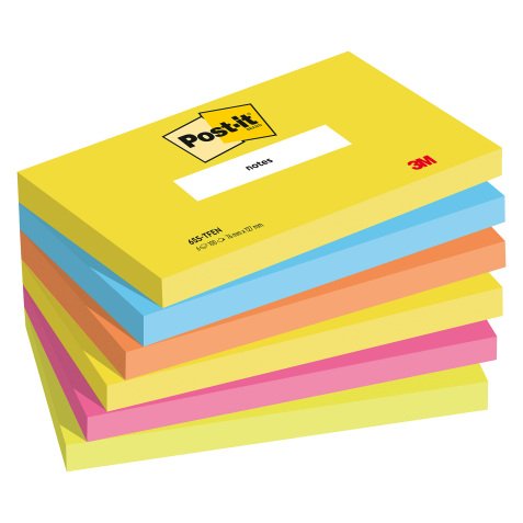 Notes repositionnables couleurs Energetic Post-it 76 x 127 mm - Bloc de 100 feuilles