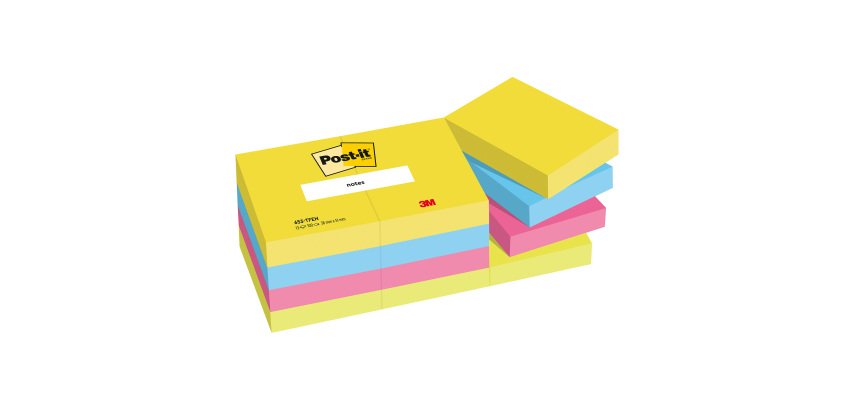 Notes repositionnables couleurs Energetic Post-it 38 x 51 mm - bloc de 100 feuilles