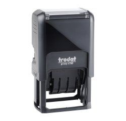 Trodat Printy 4750 sello fechador con texto personalizado 2 líneas + fecha 41 x 24 mm bicolor