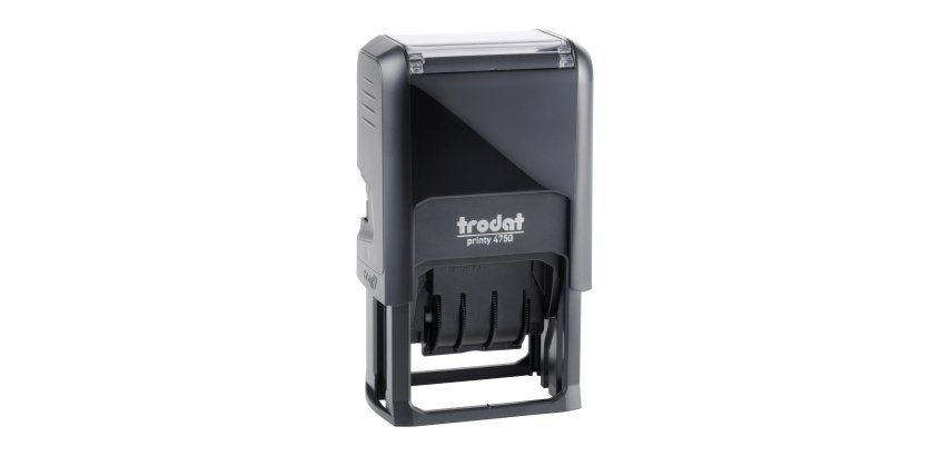 Trodat Printy 4750 sello fechador con texto personalizado 2 líneas + fecha 41 x 24 mm bicolor